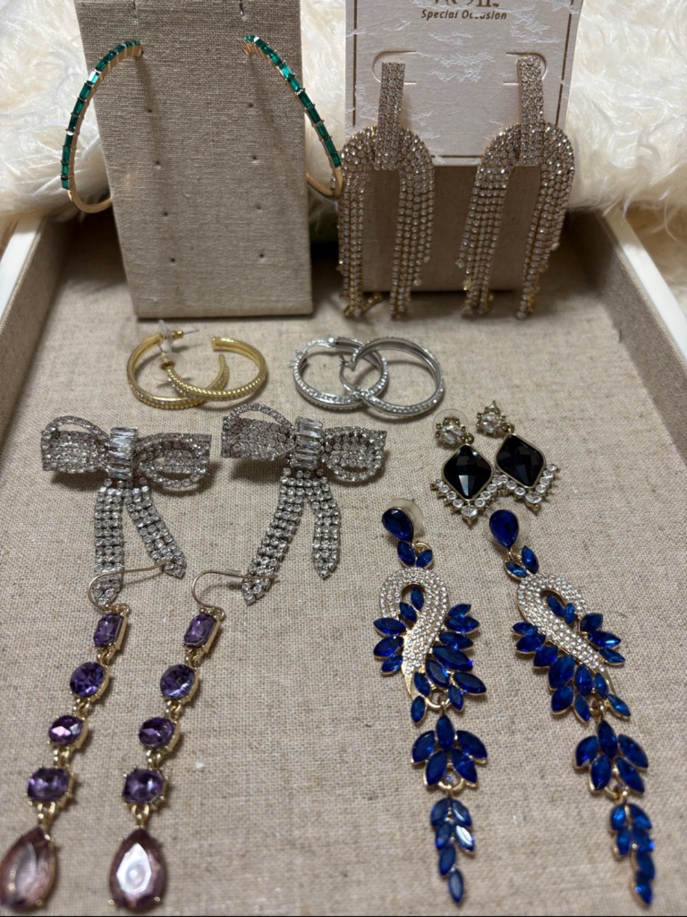 nOir Jewelry and Unbranded Lot of Statement Earrings-8 Pairs